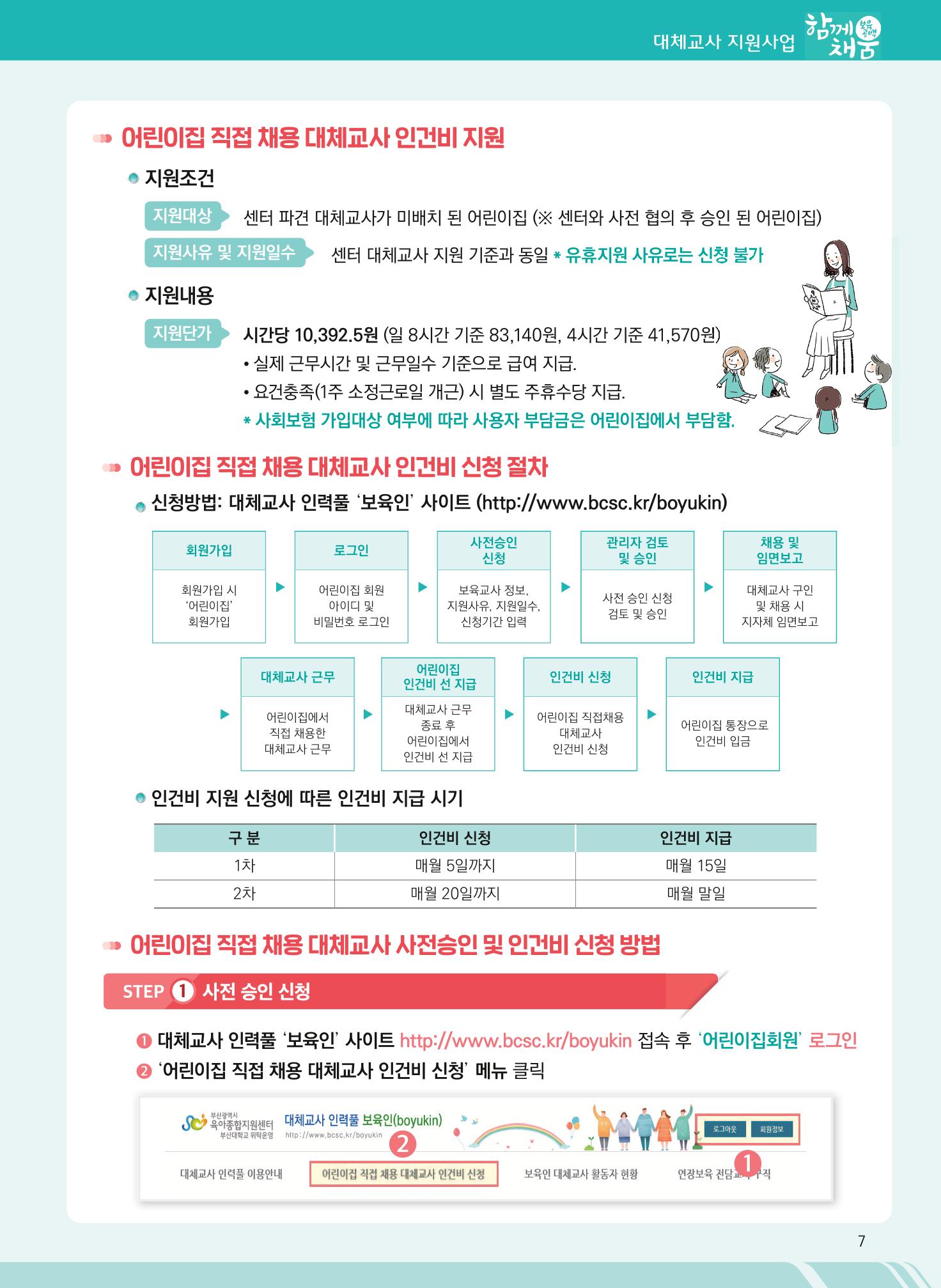 2021년 부산광역시육아종합지원센터 대체교사 지원사업 안내 7페이지