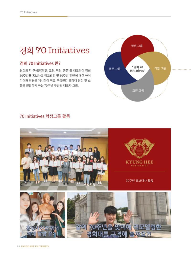 경희대학교 개교 70주년 기념 행사 책자 6페이지