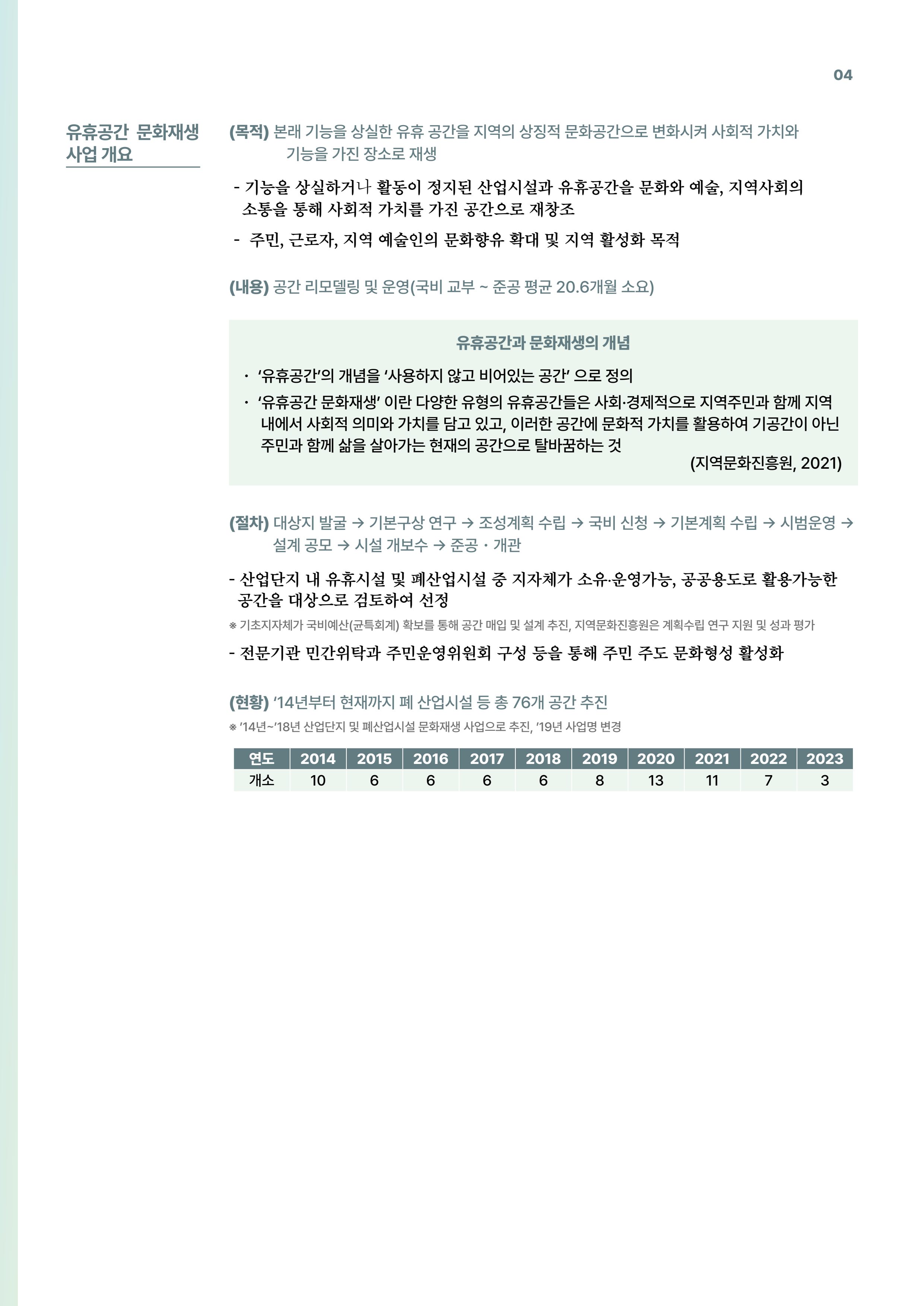 코팩포커스_유휴시설 재생 문화공간 사례 및 과학문화 연계 방안 4페이지