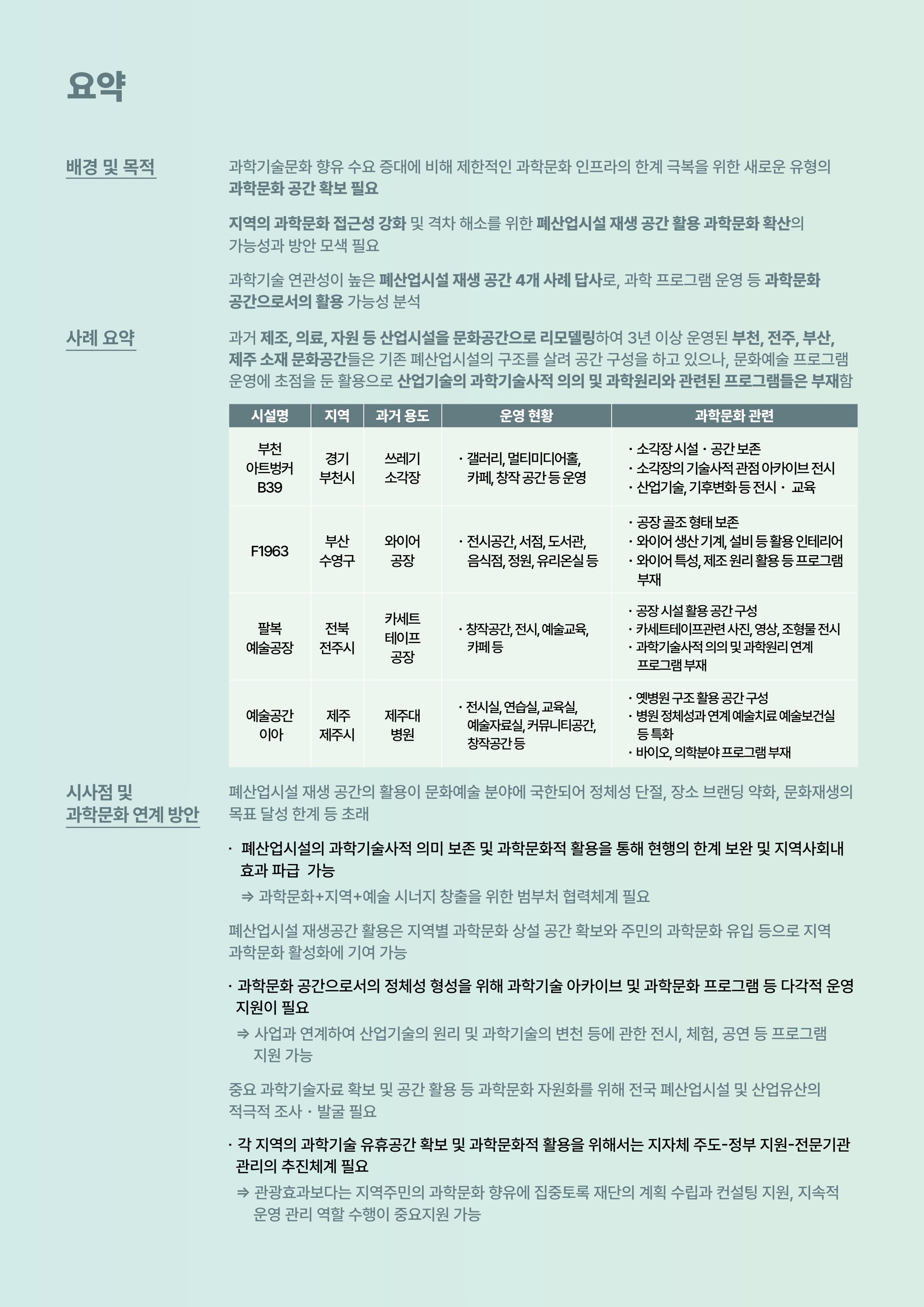코팩포커스_유휴시설 재생 문화공간 사례 및 과학문화 연계 방안 2페이지