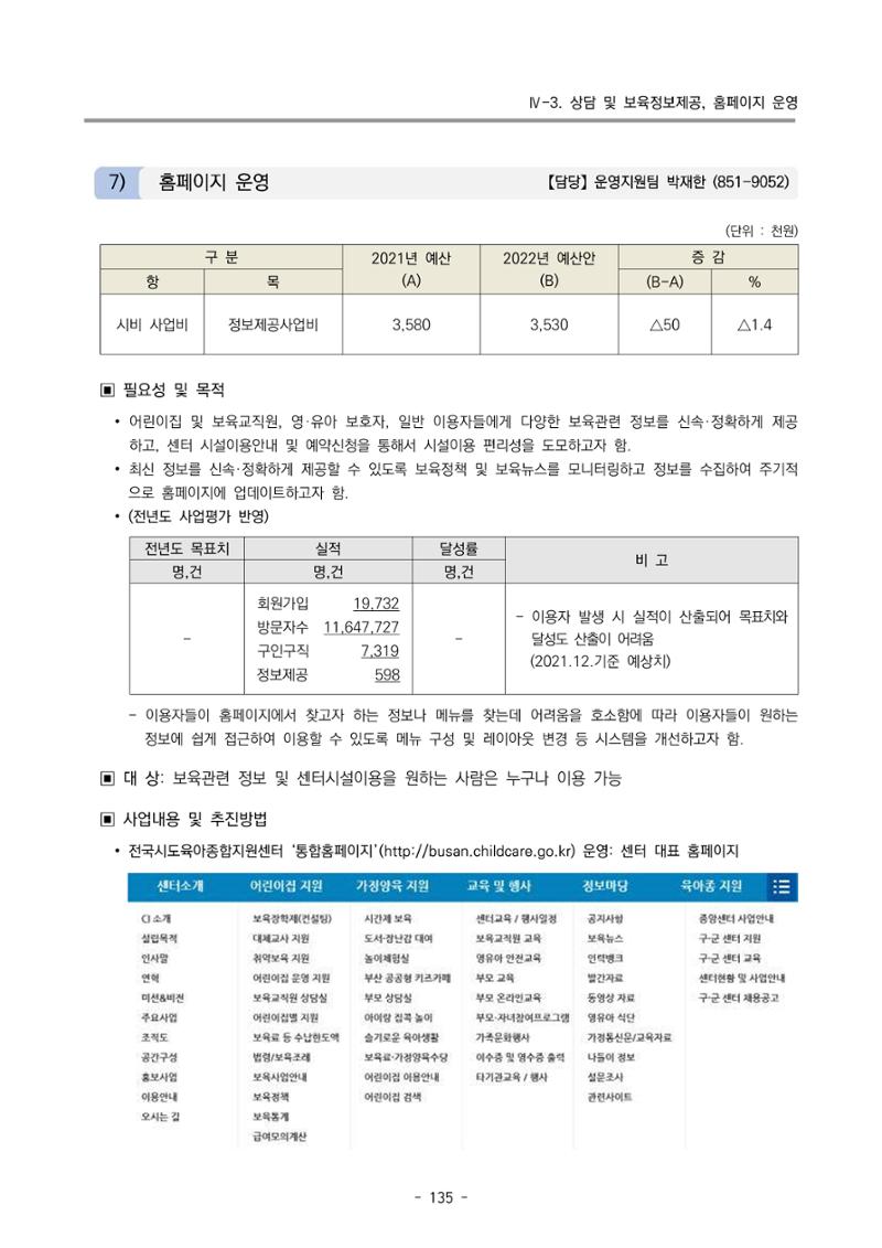 2022 부산광역시육아종합지원센터 변경사업계획서 136페이지