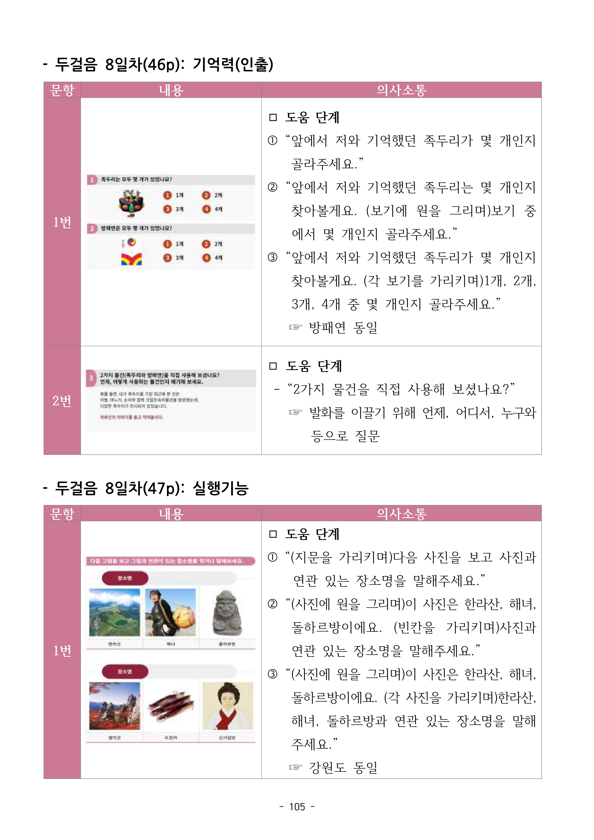 두뇌건강놀이책1(증보개정판) 진행자 매뉴얼 107페이지