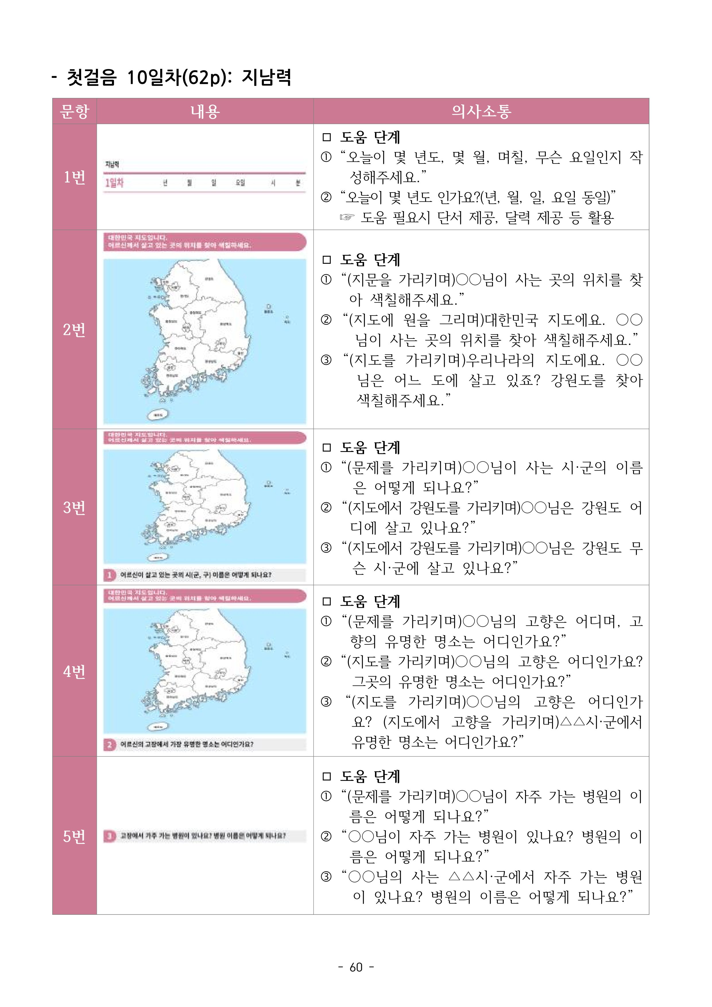 두뇌건강놀이책1(증보개정판) 진행자 매뉴얼 62페이지