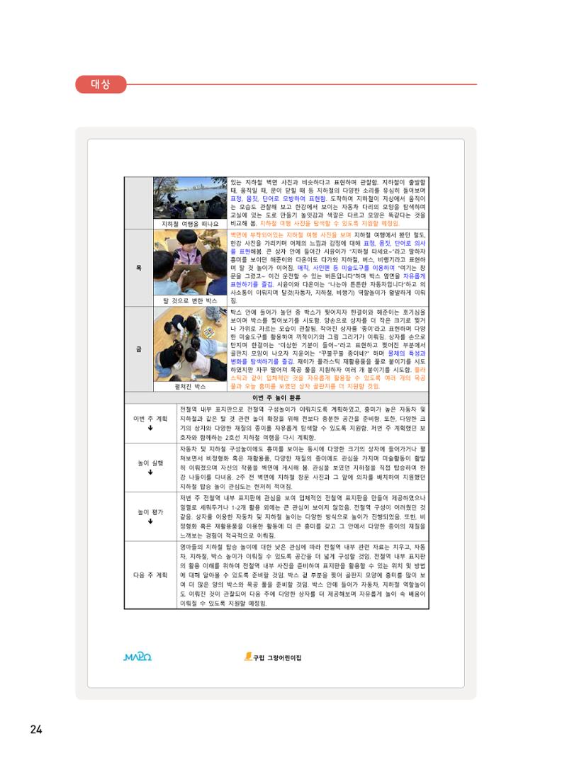 [서울시육아종합지원센터] 2024년 보육과정 놀이기록 공모전 사례집 '놀이기록 새로고침' 26페이지