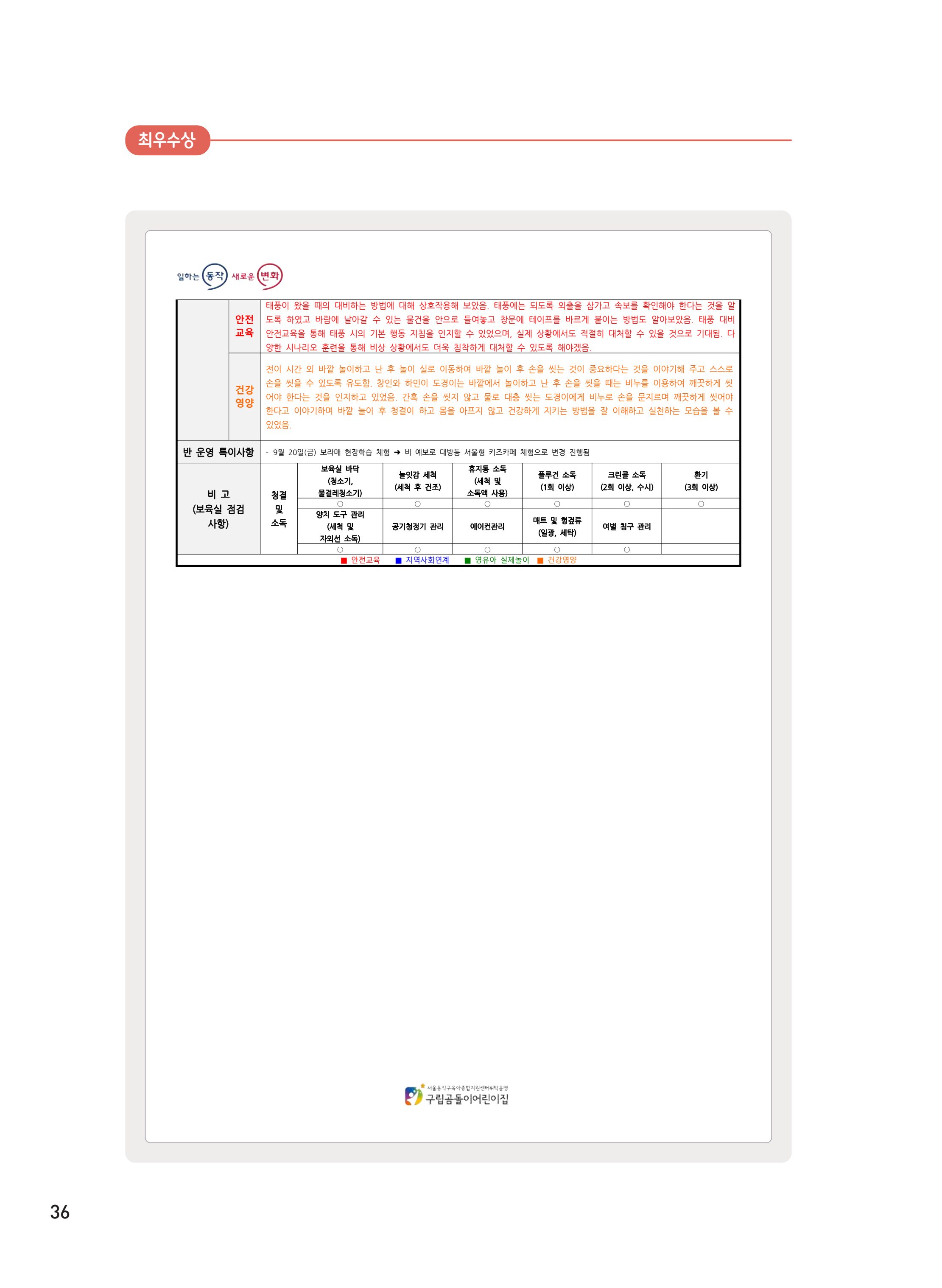 [서울시육아종합지원센터] 2024년 보육과정 놀이기록 공모전 사례집 '놀이기록 새로고침' 38페이지