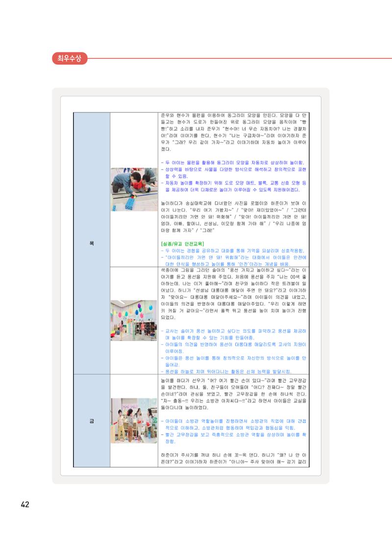 [서울시육아종합지원센터] 2024년 보육과정 놀이기록 공모전 사례집 '놀이기록 새로고침' 44페이지