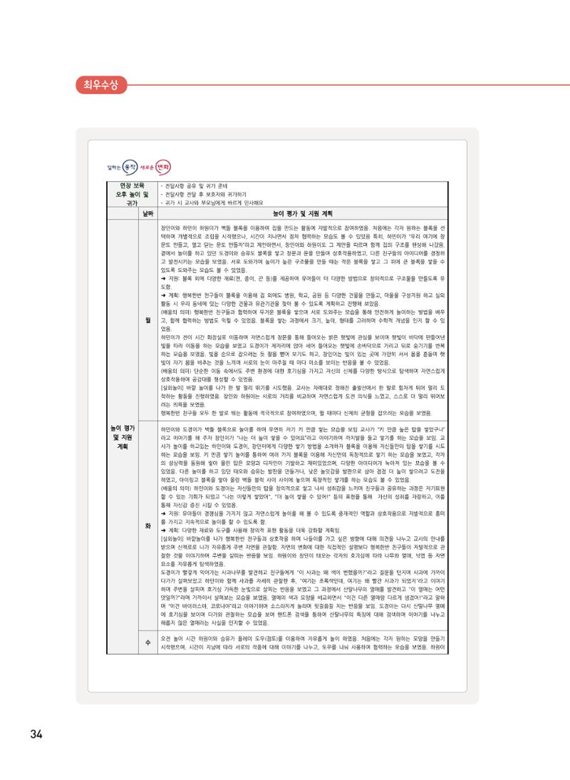 [서울시육아종합지원센터] 2024년 보육과정 놀이기록 공모전 사례집 '놀이기록 새로고침' 36페이지