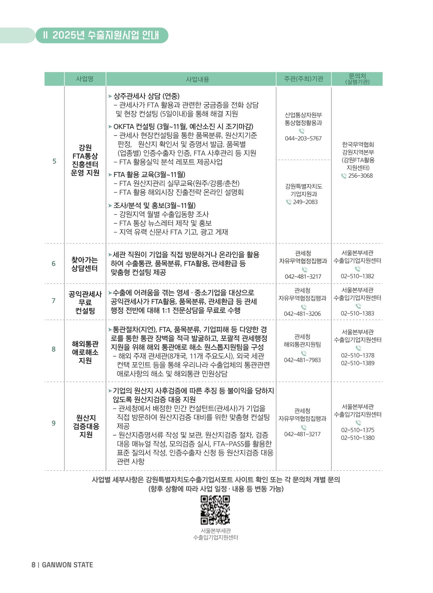 2025 강원특별자치도 수출지원사업 안내 8페이지