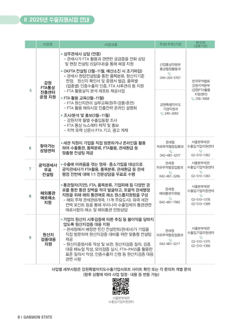 2025 강원특별자치도 수출지원사업 안내 8페이지