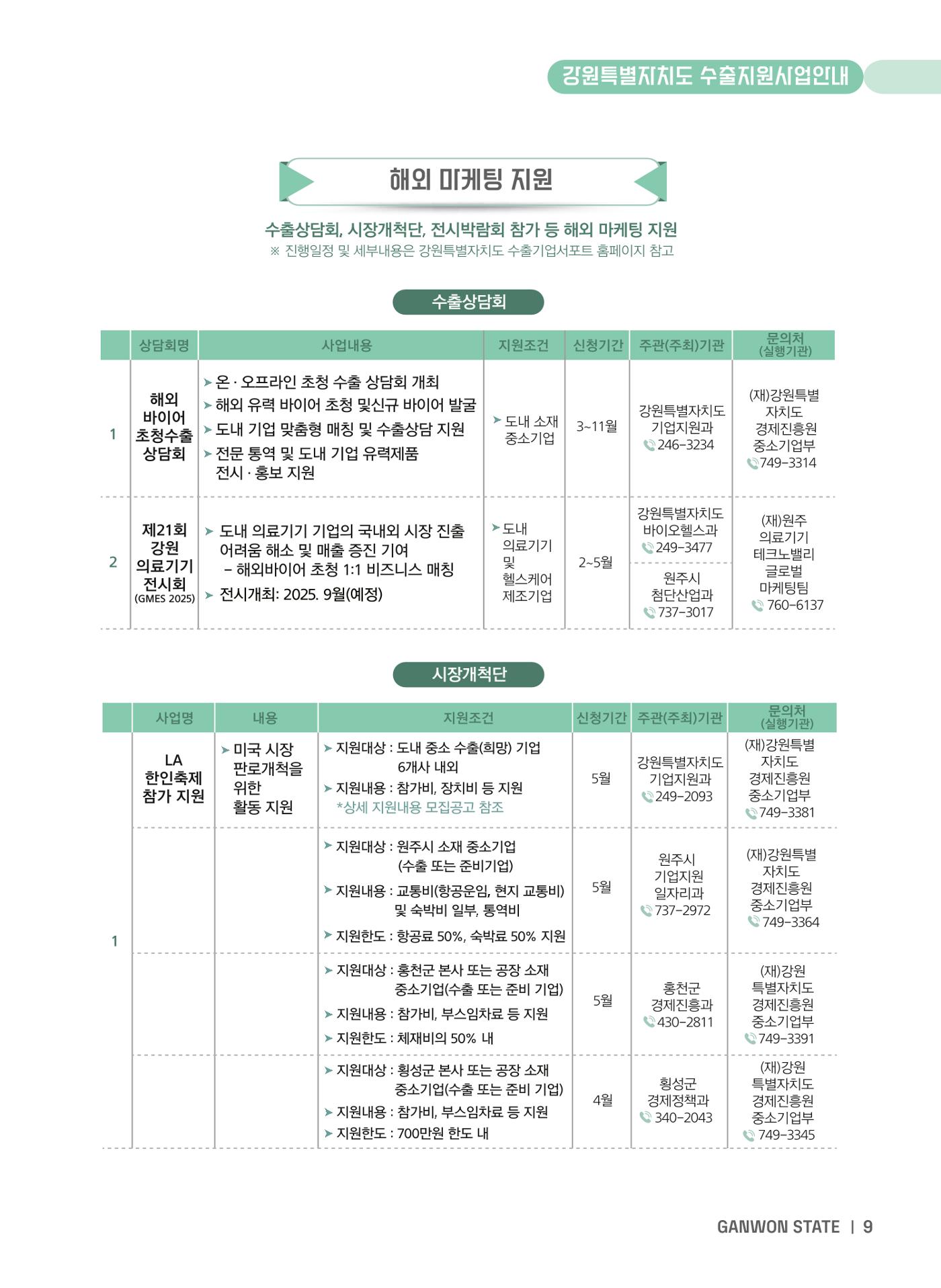 2025 강원특별자치도 수출지원사업 안내 9페이지