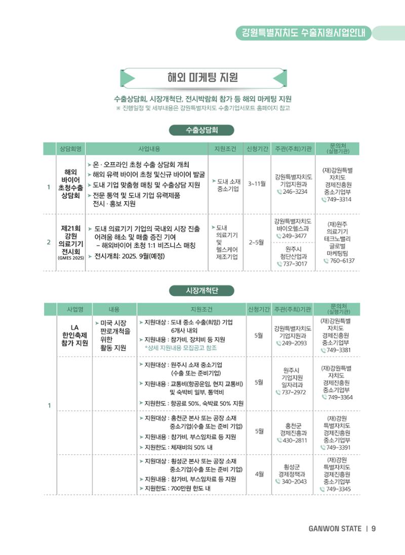 2025 강원특별자치도 수출지원사업 안내 9페이지