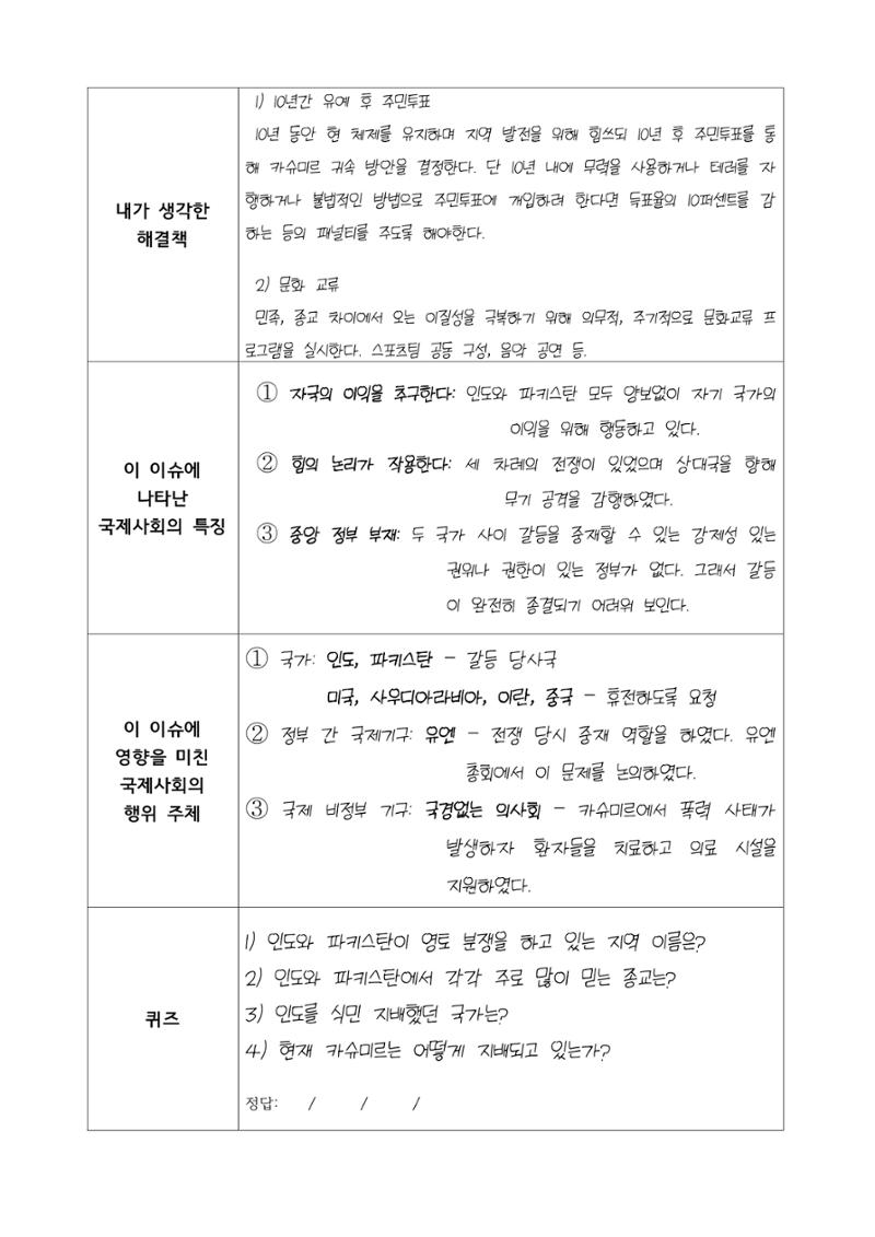 국제사회 이슈 보고서 예시 2페이지