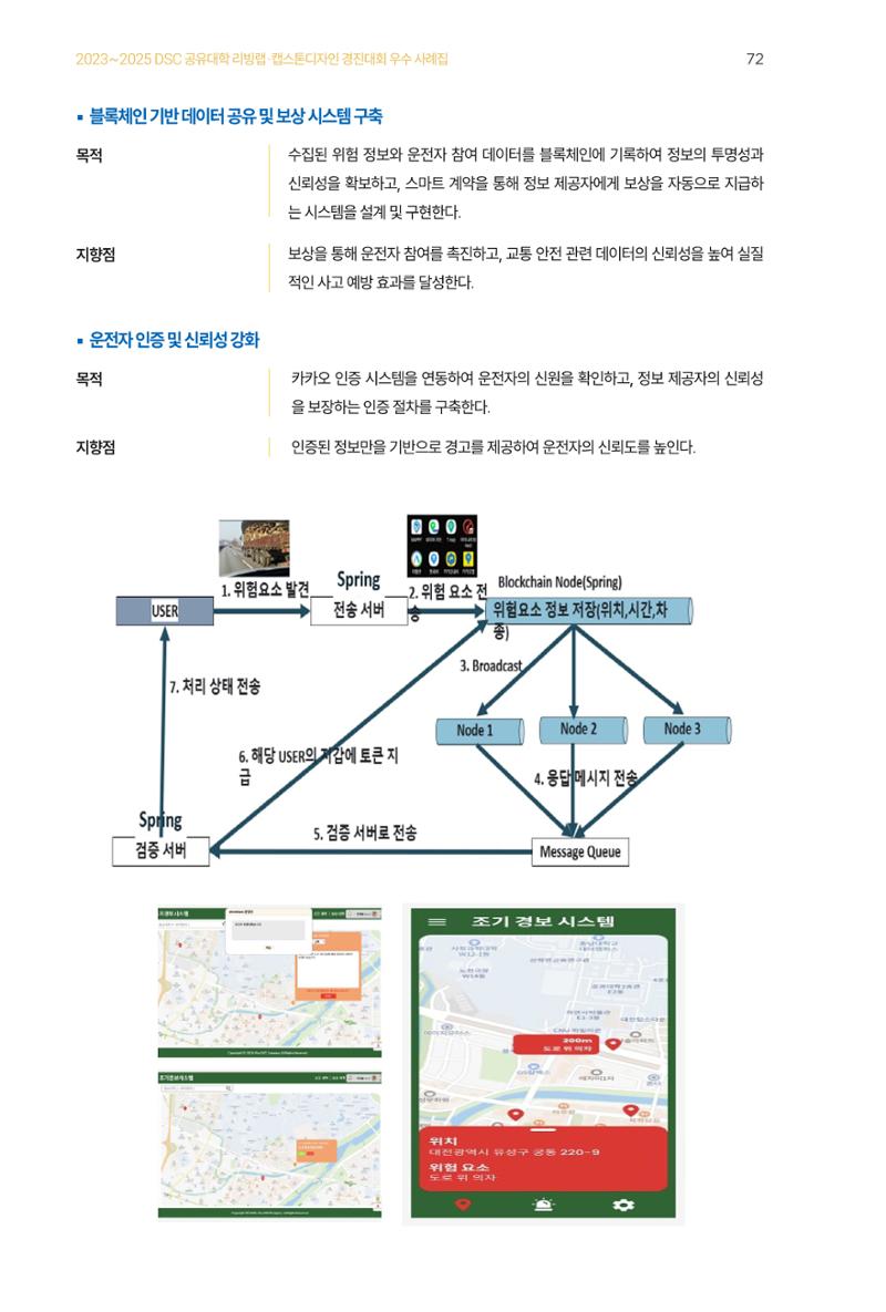 2023~2025 DSC 공유대학 리빙랩 & 캡스톤디자인 경진대회 우수 사례집 72페이지