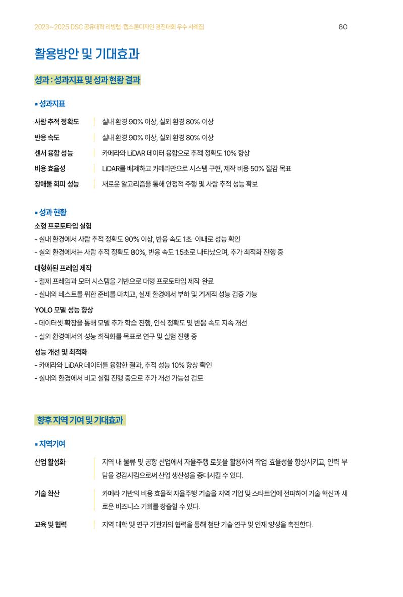 2023~2025 DSC 공유대학 리빙랩 & 캡스톤디자인 경진대회 우수 사례집 80페이지
