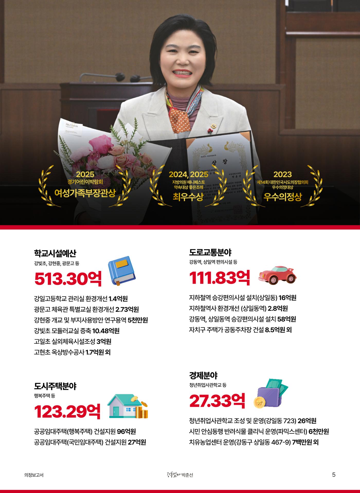 '강동엄마' 박춘선 시의원 의정보고 5페이지