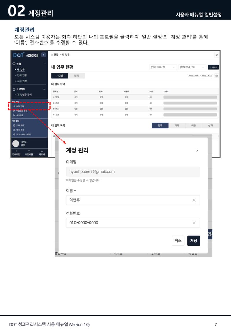 DOT 매뉴얼 7페이지