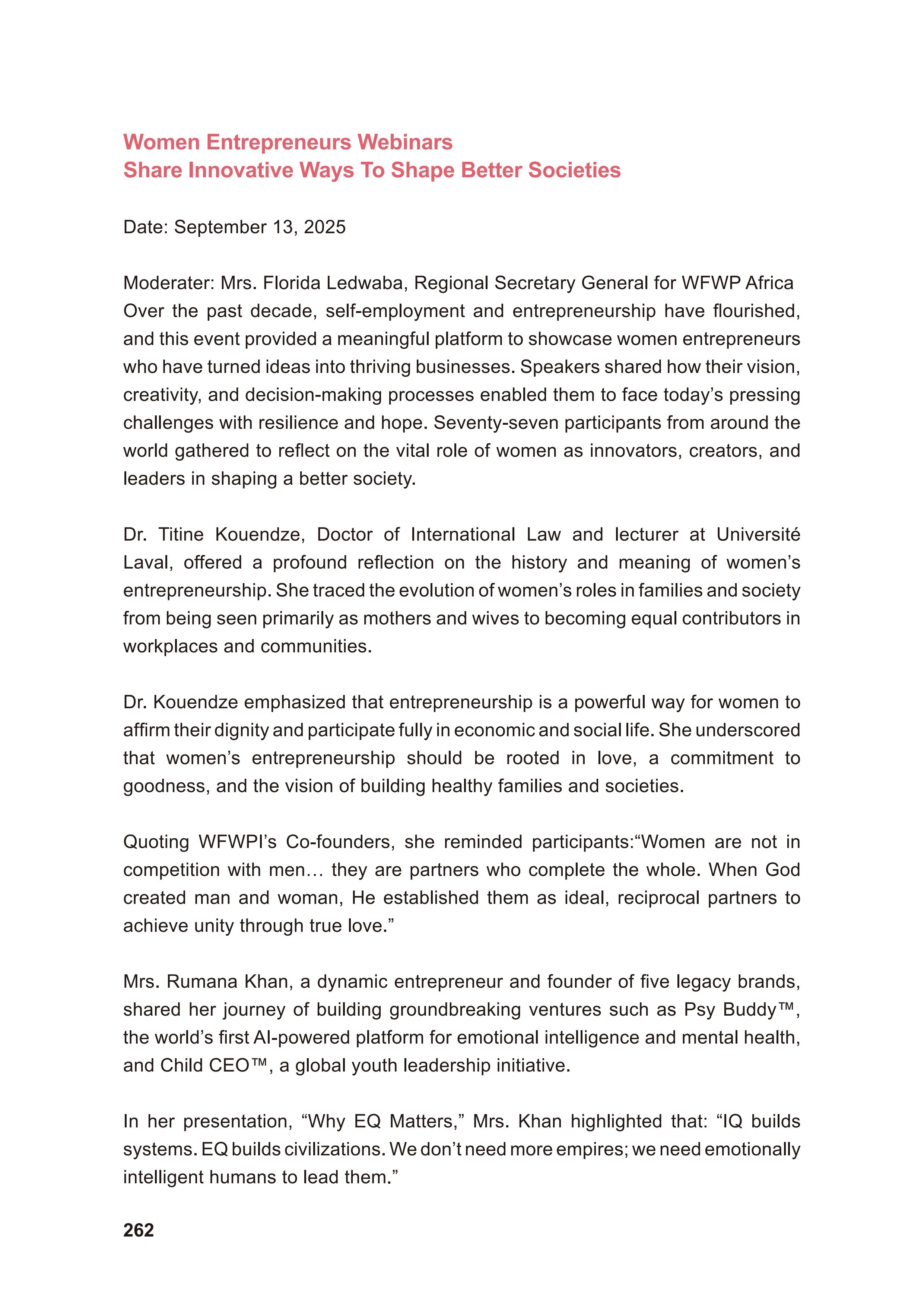WFWP Annual Report 2025 262페이지