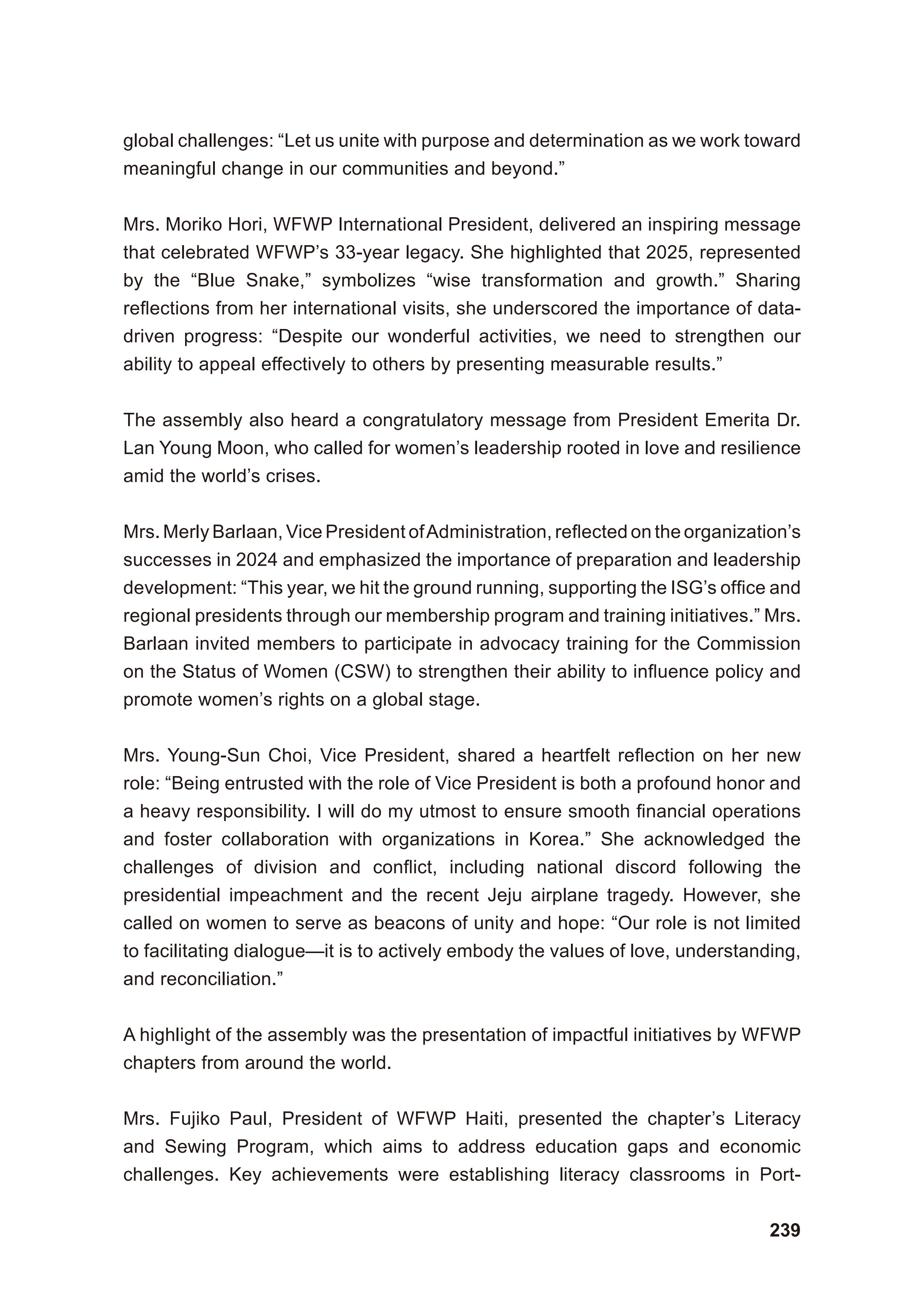 WFWP Annual Report 2025 239페이지
