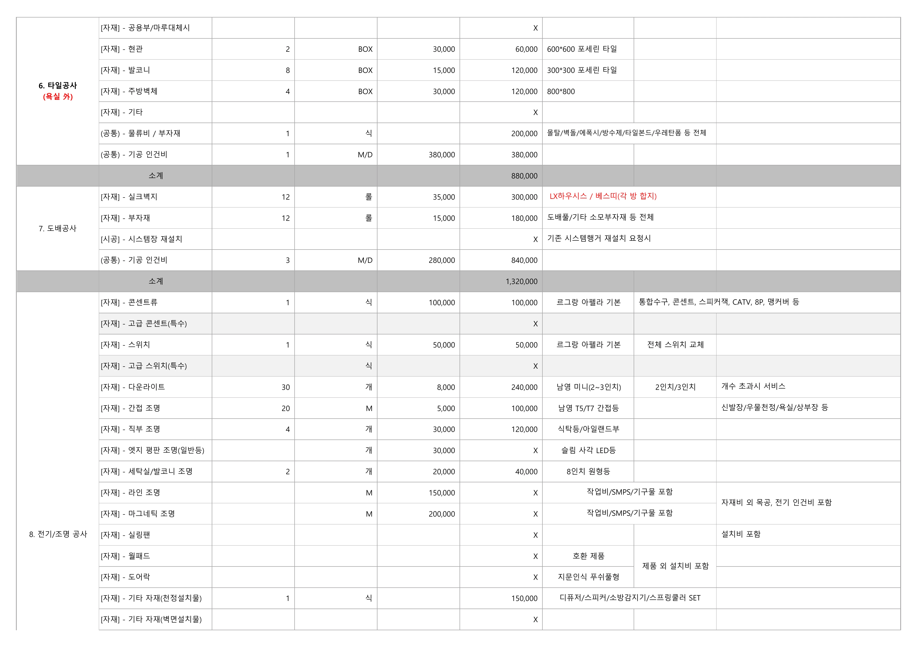 일곡청솔3차 (미포함 견적 6페이지