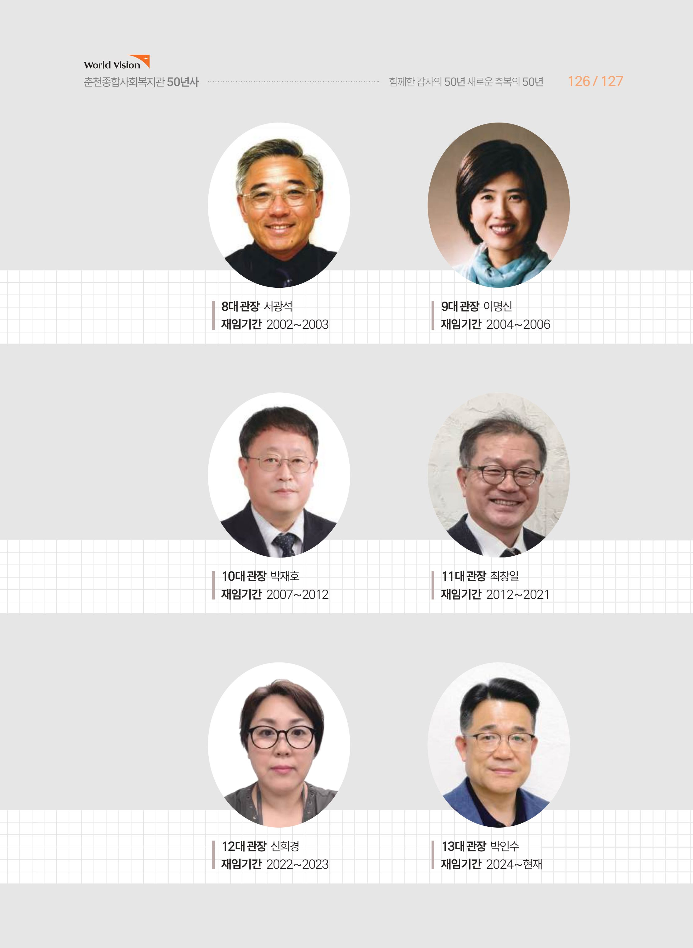 월드비전 춘천종합사회복지관 50주년 기념 책자 127페이지